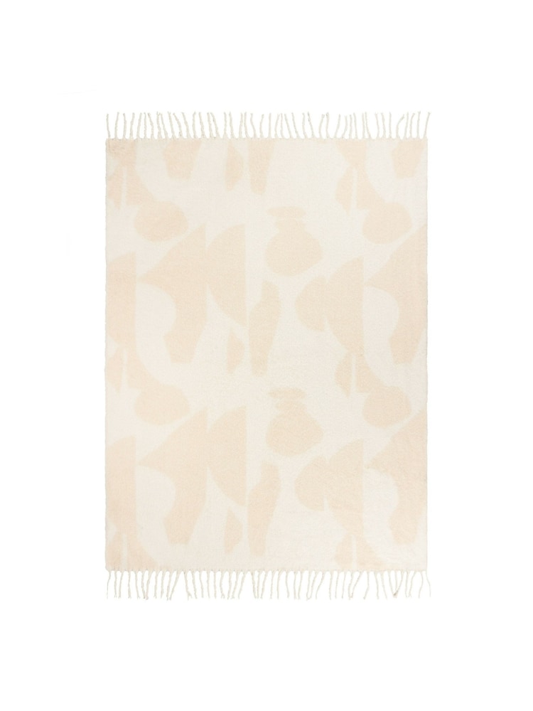 HÖEM Cream Meta Jacquard Tasselled Throw - Image 2 of 3