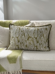 HÖEM Green Frond Abstract Feather Filled 100% Cotton Cushion - Image 2 of 5
