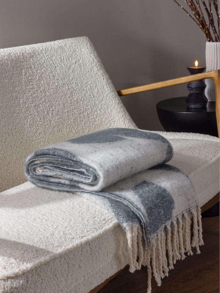 HÖEM Blue Meta Jacquard Tasselled Throw - Image 1 of 4