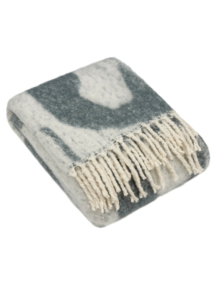 HÖEM Blue Meta Jacquard Tasselled Throw - Image 2 of 4