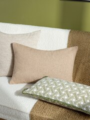 HÖEM Green Alexa Geometric Feather Filled 100% Cotton Cushion - Image 2 of 5