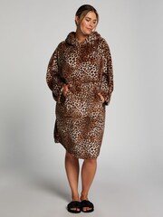 Hunkemöller Leopard Print Supersoft Fleece Blanket Hoodie - Image 1 of 5