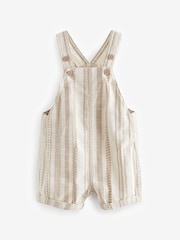 Ecru Textured Stripe 100% Cotton Dungaree (3mths-6yrs) - Image 4 of 6