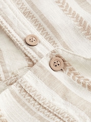 Ecru Textured Stripe 100% Cotton Dungaree (3mths-6yrs) - Image 2 of 2