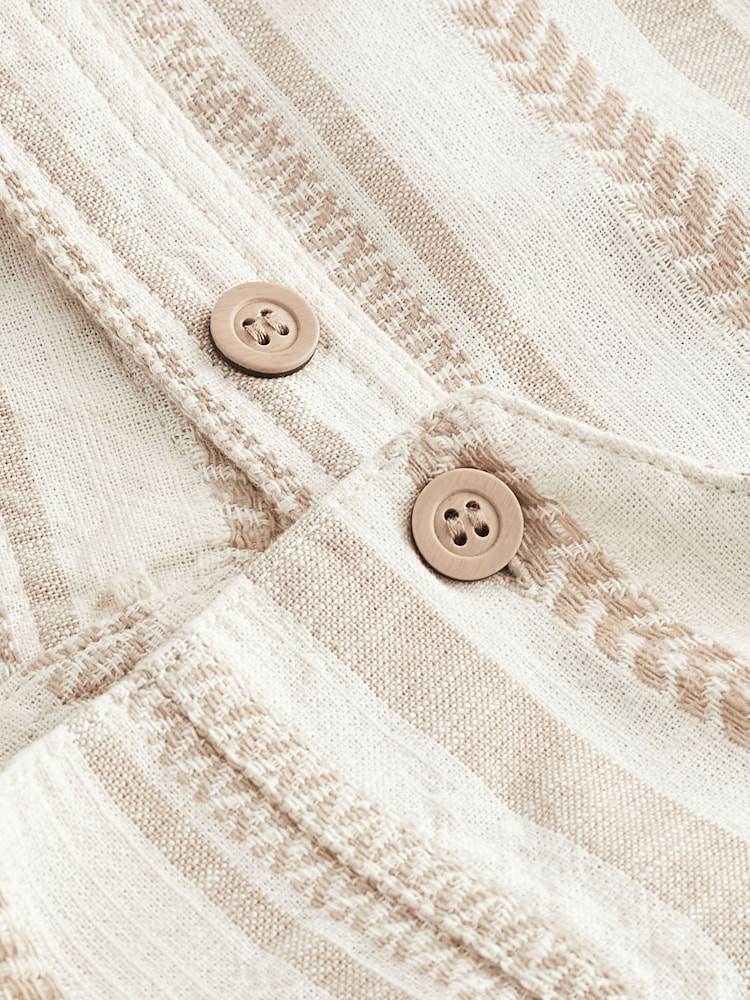 Ecru Textured Stripe 100% Cotton Dungaree (3mths-6yrs) - Image 2 of 2