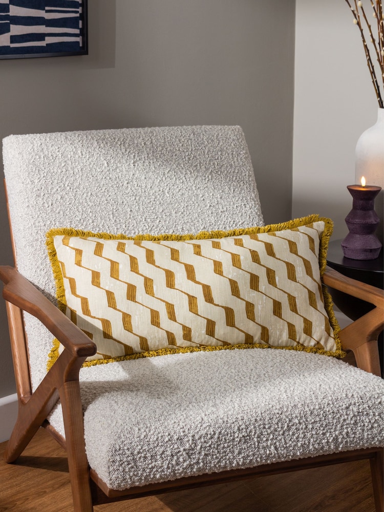 HÖEM Yellow Zabine Geometric Polyester Filled 100% Cotton Cushion - Image 1 of 5