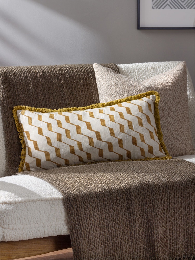 HÖEM Yellow Zabine Geometric Polyester Filled 100% Cotton Cushion - Image 2 of 5