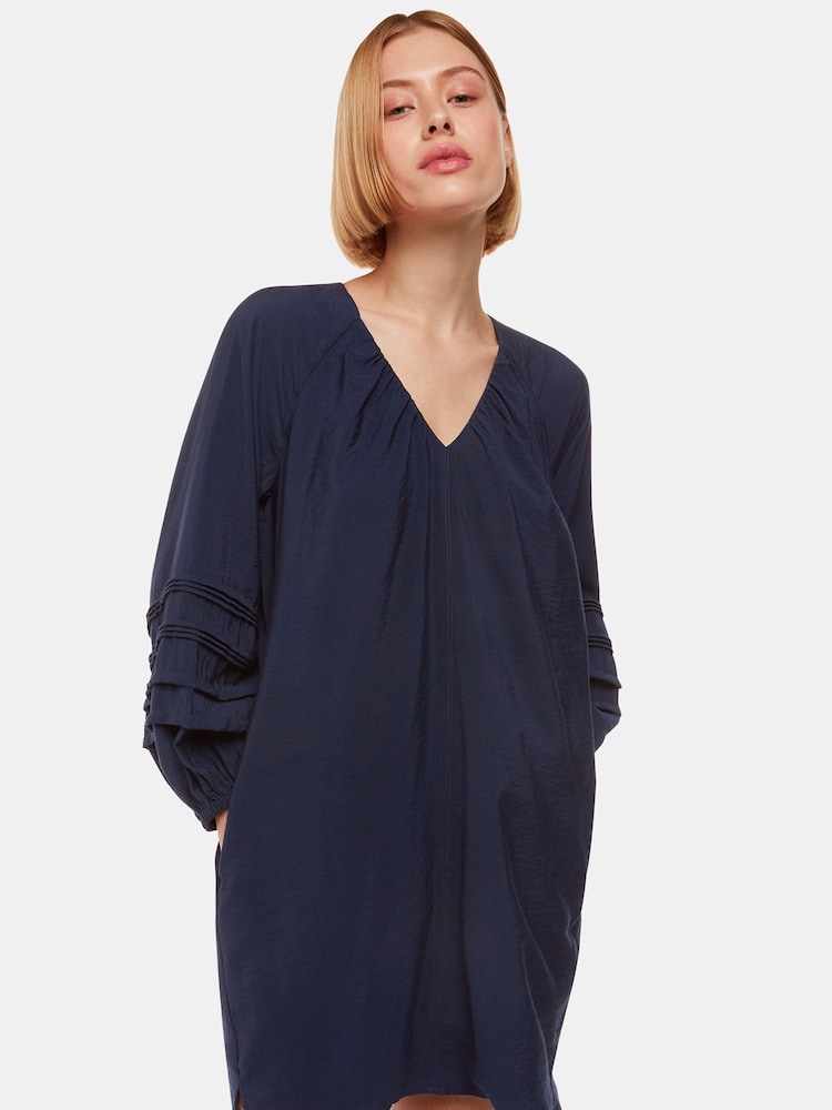 Whistles Blue Grace V-Neck Dress - Image 1 of 5