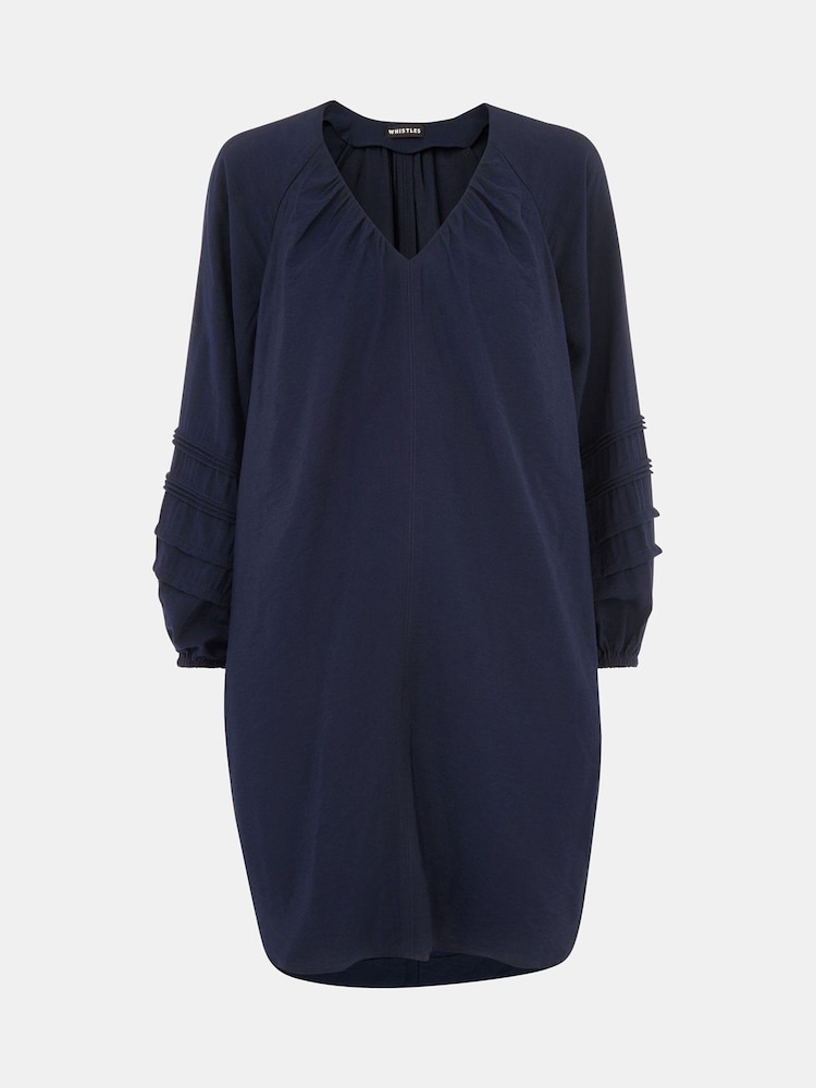 Whistles Blue Grace V-Neck Dress - Image 5 of 5