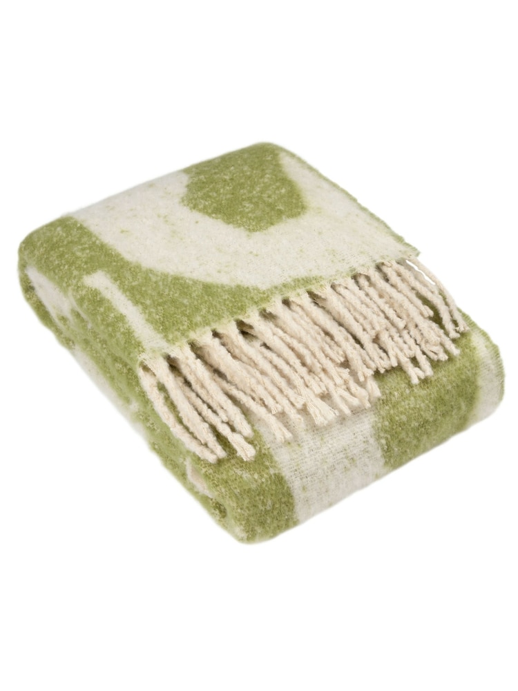 HÖEM Green Meta Jacquard Tasselled Throw - Image 1 of 3