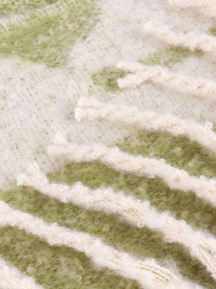 HÖEM Green Meta Jacquard Tasselled Throw - Image 3 of 3