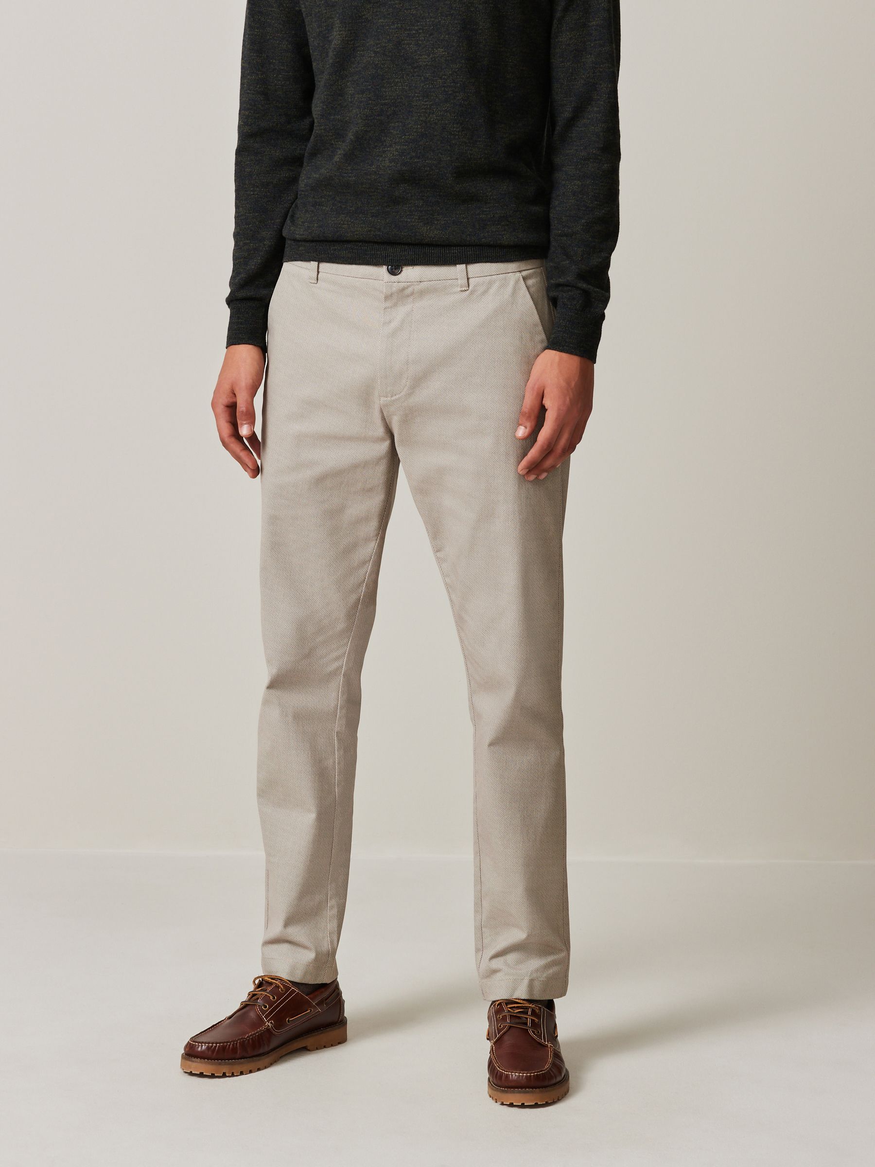 Buy Cream Slim Fit Stretch Printed Soft Touch Chino Trousers