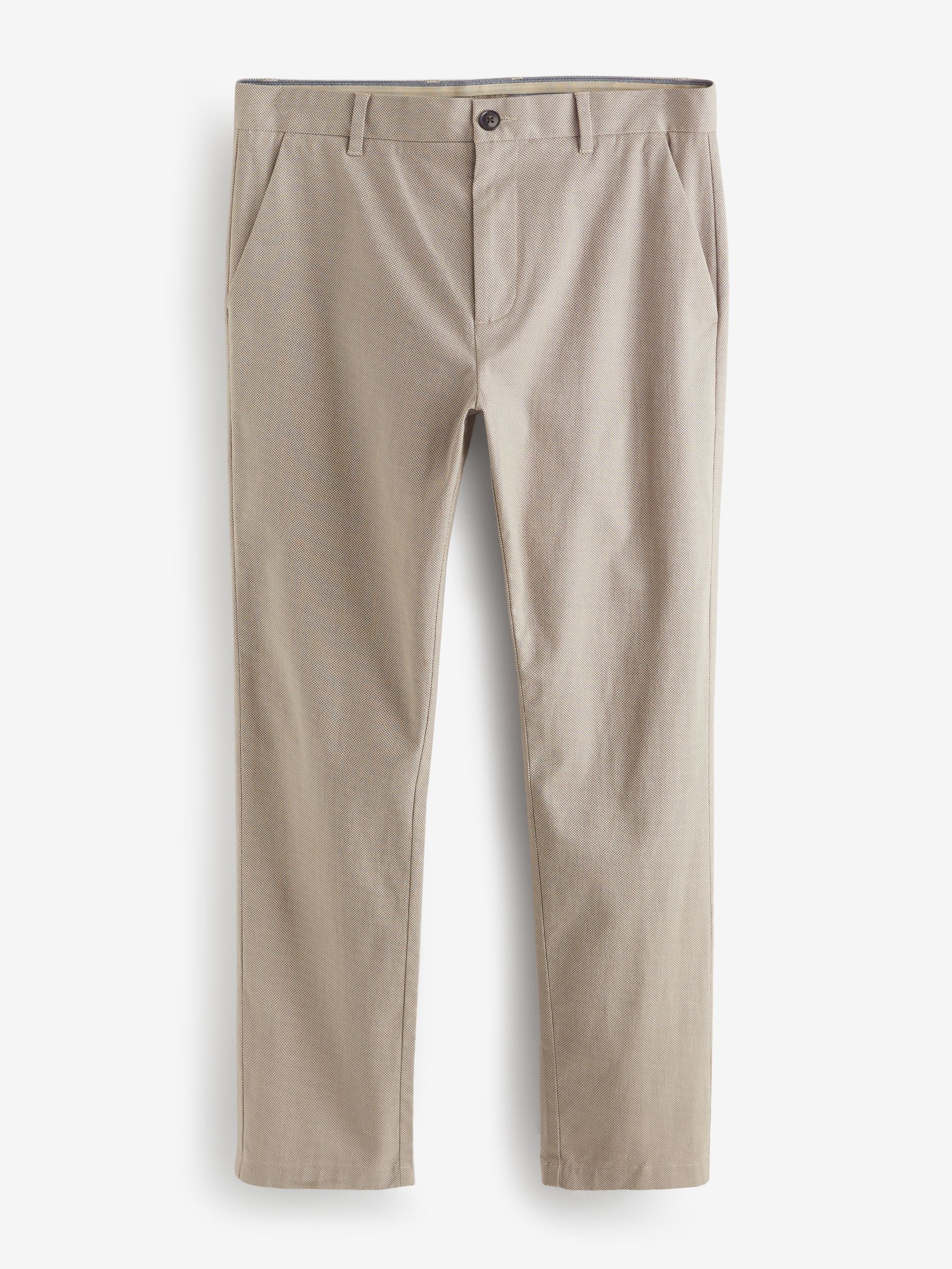 Buy Cream Slim Fit Stretch Printed Soft Touch Chino Trousers