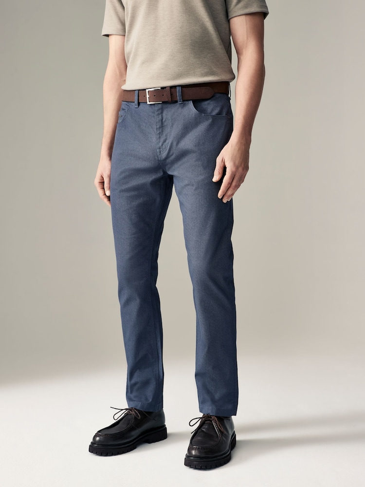 Azul - Slim Fit Smart Belted Printed Stretch Chinos - Imagen 1 de 10 Azul - Slim Fit Smart Belted Printed Stretch Chinos - Imagen 1 de 10