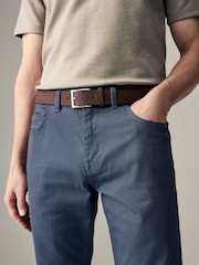 Blue Slim Fit Smart Belted Printed Stretch Chinos - Image 5 of 10