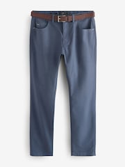 Blue Slim Fit Smart Belted Printed Stretch Chinos - Image 7 of 10