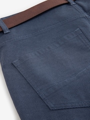 Blue Slim Fit Smart Belted Printed Stretch Chinos - Image 9 of 10