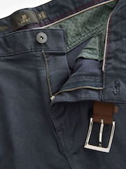 Navy Blue Slim Fit Smart Belted Printed Stretch Chinos - Image 10 of 12
