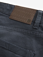 Navy Blue Slim Fit Smart Belted Printed Stretch Chinos - Image 11 of 12
