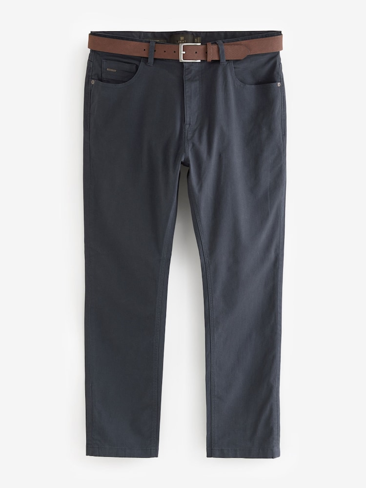 Темно-синий - Брюки-чиносы Slim Fit Smart с принтом и поясом - Изображение 12 из 12 Темно-синий - Брюки-чиносы Slim Fit Smart с принтом и поясом - Изображение 12 из 12