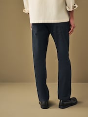 Navy Blue Slim Fit Smart Belted Printed Stretch Chinos - Image 4 of 12