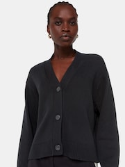 Whistles Black Button Front 100% Cotton Nina Cardigan - Image 1 of 5