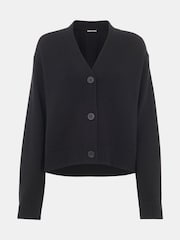 Whistles Black Button Front 100% Cotton Nina Cardigan - Image 5 of 5
