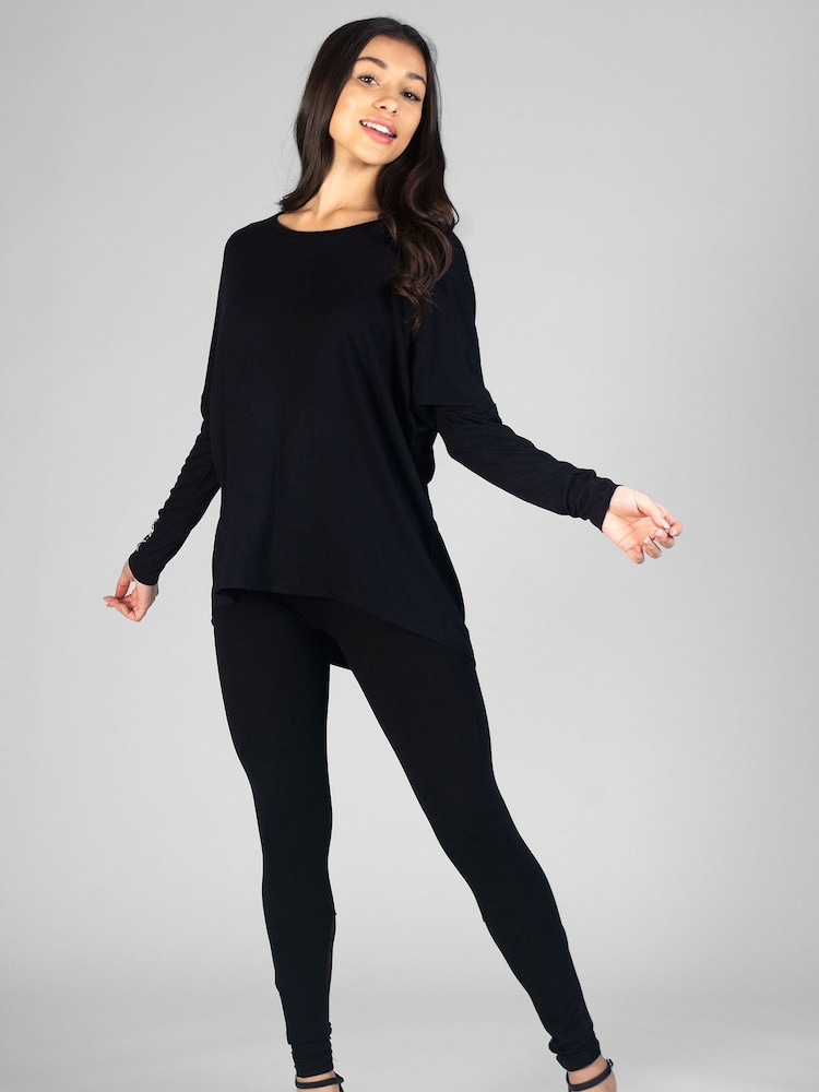 Pineapple Black Womens Script Long Sleeves Top - Image 1 of 6