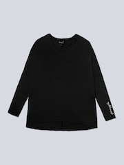 Pineapple Black Womens Script Long Sleeves Top - Image 6 of 6