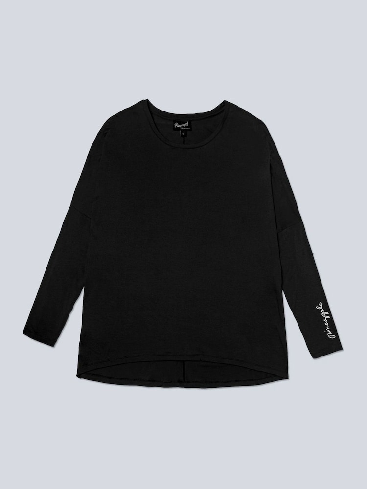 Pineapple Black Womens Script Long Sleeves Top - Image 6 of 6