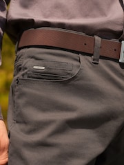 Grey Slim Fit Smart Belted Printed Stretch Chinos - Image 4 of 8