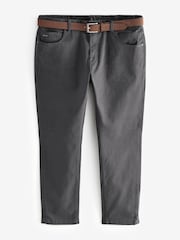 Grey Slim Fit Smart Belted Printed Stretch Chinos - Image 5 of 8