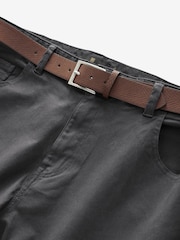Grey Slim Fit Smart Belted Printed Stretch Chinos - Image 6 of 8