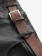 Grey Slim Fit Smart Belted Printed Stretch Chinos - Image 7 of 8