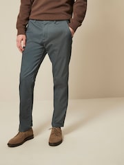 Blue Slim Fit Printed Belted Soft Touch Chino Trousers - Image 1 of 9