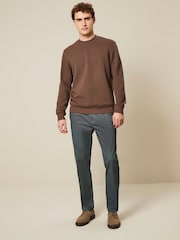 Blue Slim Fit Printed Belted Soft Touch Chino Trousers - Image 2 of 9