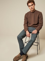 Blue Slim Fit Printed Belted Soft Touch Chino Trousers - Image 3 of 9