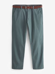 Blue Slim Fit Printed Belted Soft Touch Chino Trousers - Image 6 of 9