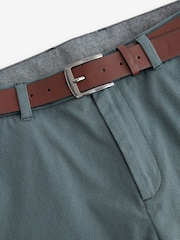 Blue Slim Fit Printed Belted Soft Touch Chino Trousers - Image 7 of 9