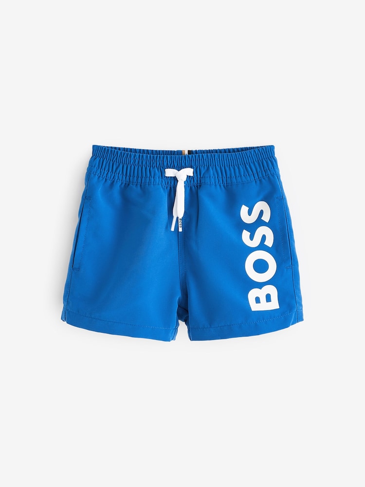 BOSS Sky Blue Logo Swim Shorts - Image 1 of 3 BOSS Sky Blue Logo Swim Shorts - Image 1 of 3