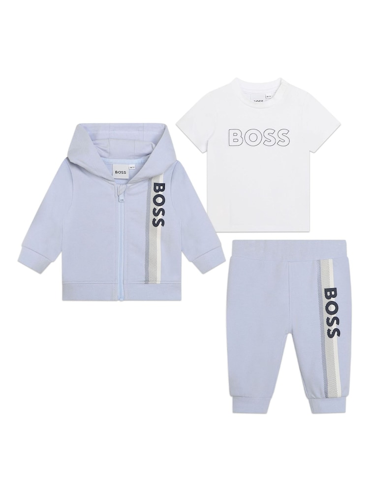 BOSS Blue Baby 3 Piece Tracksuit Gift Set - Image 1 of 8 BOSS Blue Baby 3 Piece Tracksuit Gift Set - Image 1 of 8