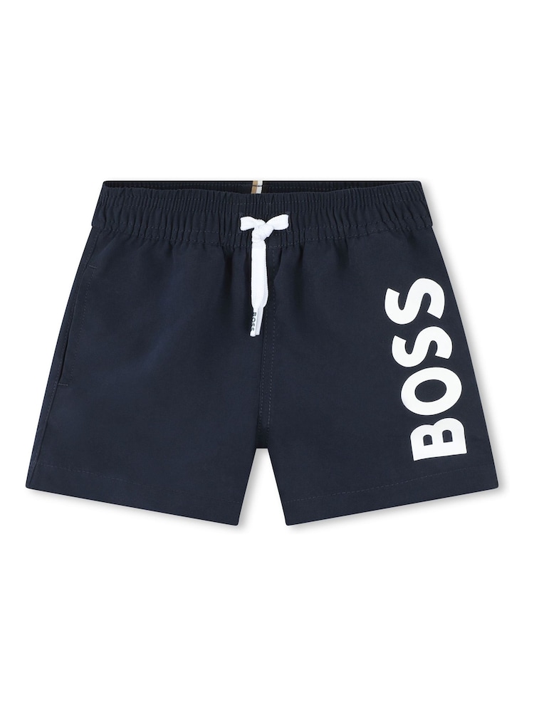 BOSS Jet Black Logo Swim Shorts - Image 1 of 2
