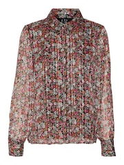 VERO MODA Red & Pink Flora Floral Printed Sheer Shirt - Image 5 of 5