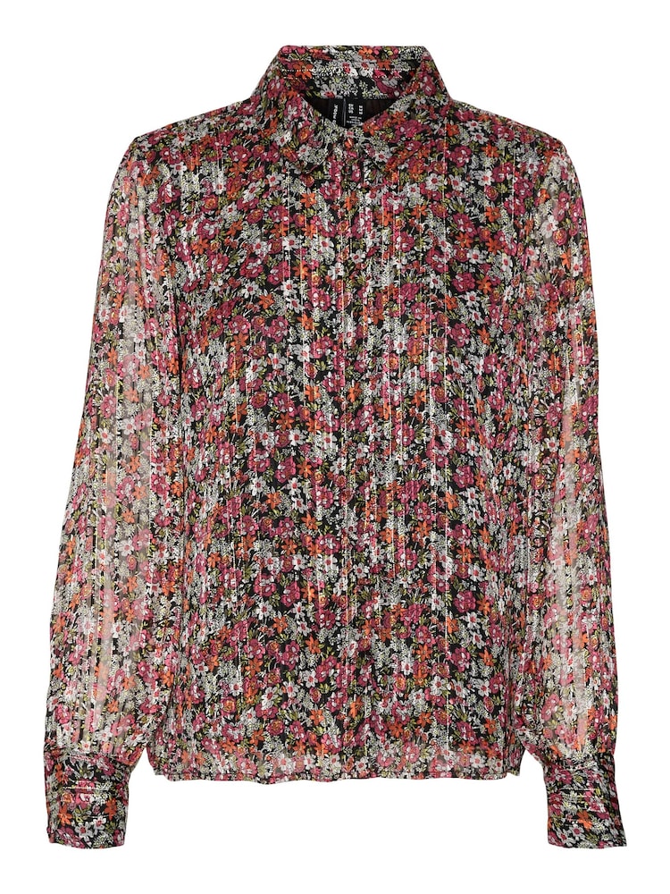 VERO MODA Red & Pink Flora Floral Printed Sheer Shirt - Image 5 of 5