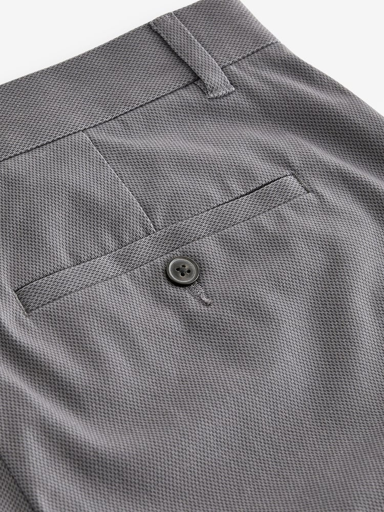 Grey Charcoal Slim Fit Stretch Printed Soft Touch Chino Trousers - Image 8 of 9