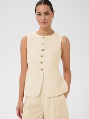 Kaffe Cream KAannetta Sleeveless Waist Coat - Image 1 of 6