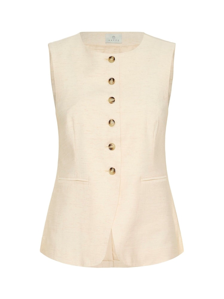 Kaffe Cream KAannetta Sleeveless Waist Coat - Image 6 of 6