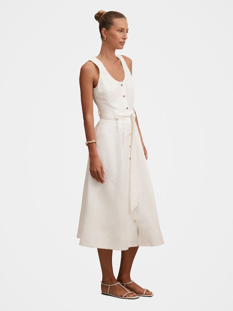 Forever New Priscilla Button Down Midi Dress Contains Linen - Imagen 4 de 4