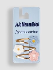 JoJo Maman Bébé Pink Multi 3-Pack Crochet Flower Clips - Image 2 of 3