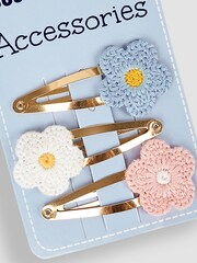 JoJo Maman Bébé Pink Multi 3-Pack Crochet Flower Clips - Image 3 of 3